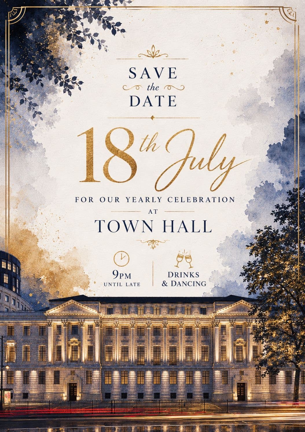 Save the Date — 18th July, for our Yearly Celebration at Town Hall. 9PM until late. Drinks & Dancing.